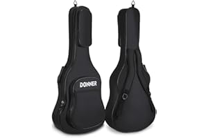 Donner 36 Inch Acoustic Guitar Case, 0.4 Inch Thick Padding Sponge 600D Ripstop Waterproof Nylon Soft Guitar Gig Bag with 3 Pockets and Back Hanger Loop, Black