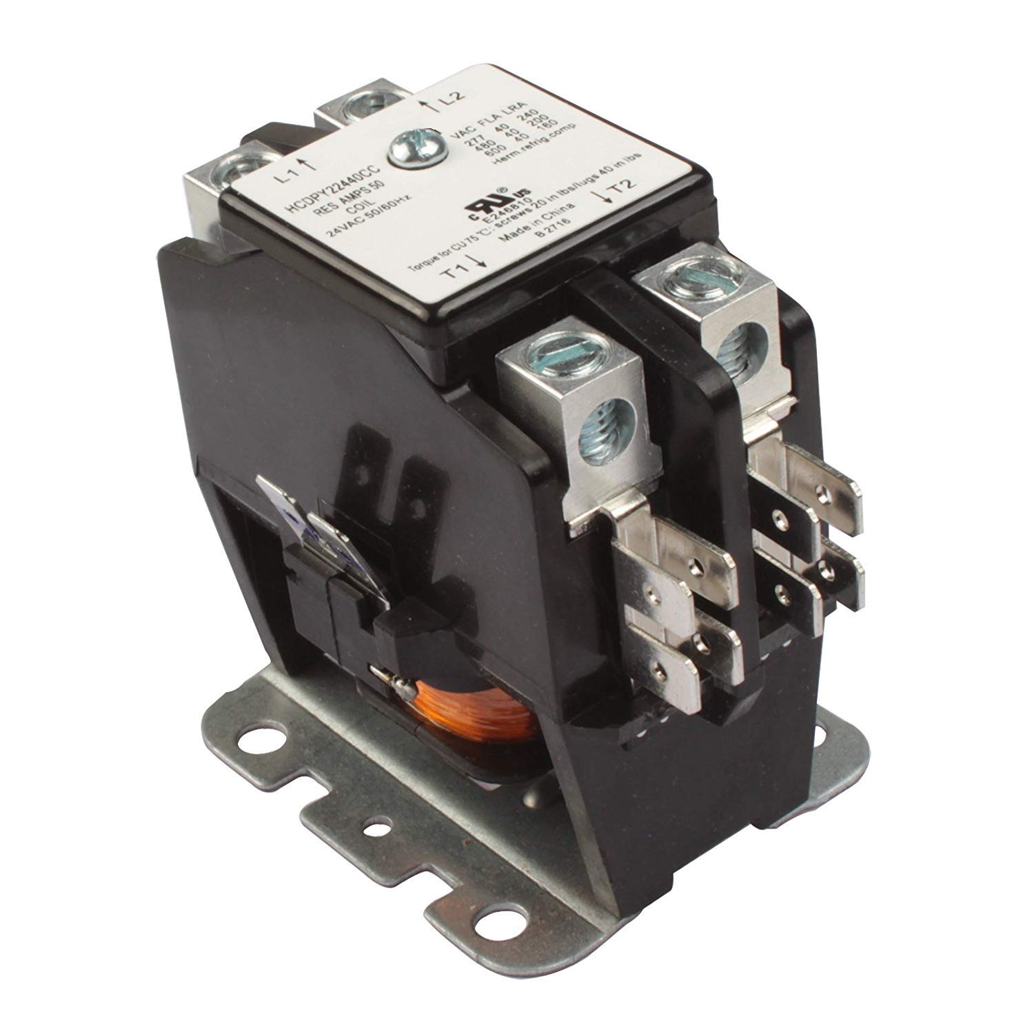 HVAC DEFINITE PURPOSE CONTACTOR 40Amp 2P 24V Coil, FLA 50Amp RES AC & HEATING CONTACTOR AIR CONDITIONING 40A, 50A