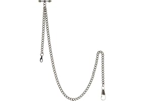 TREEWETO Pocket Watch Albert Chain T-Bar Watch Chain Link 16 inch 2 Hooks Bronze/Silver/Gold/Black Classic Antique Fob T Bar