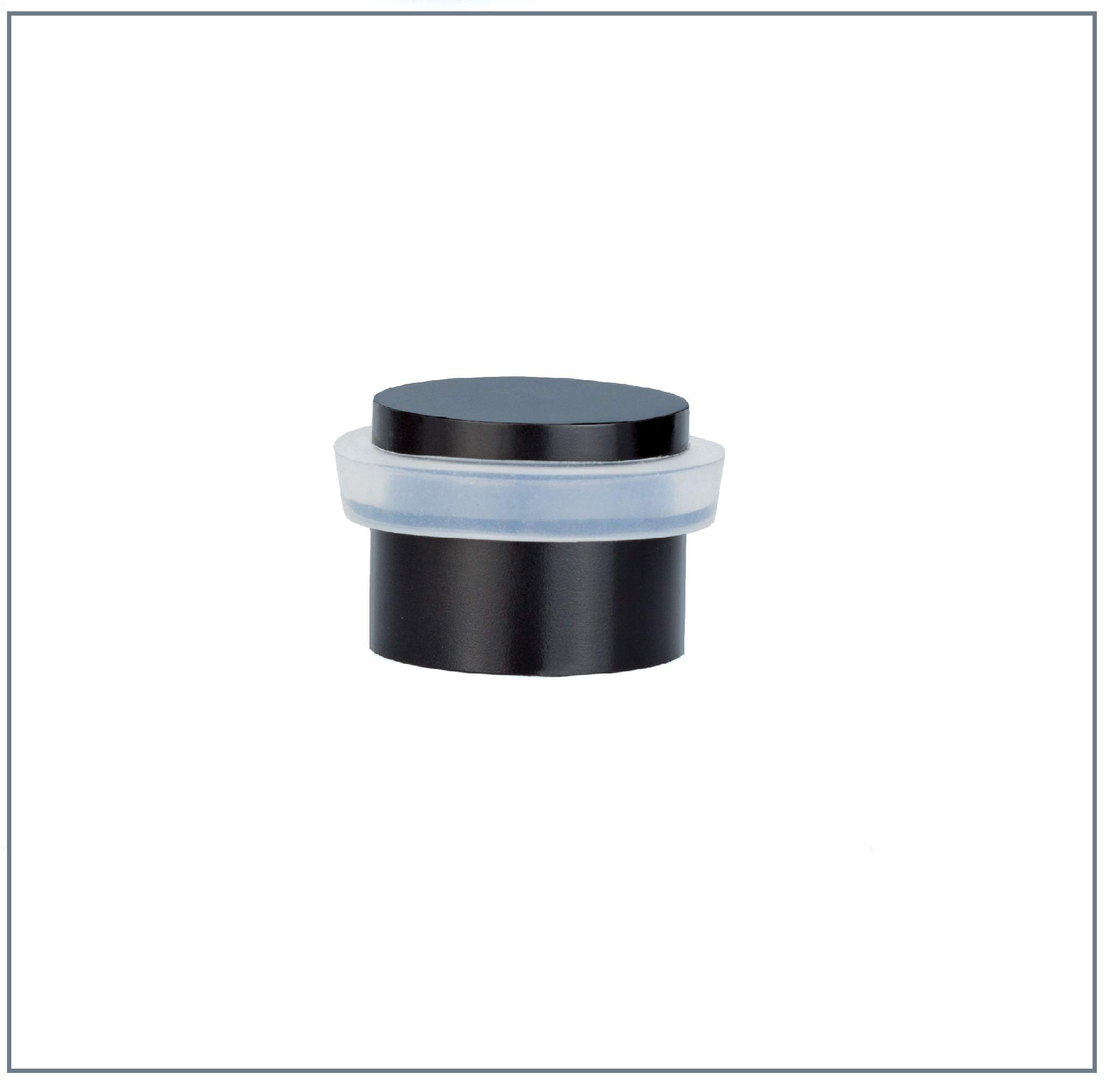 EVI Herrajes | Black Adhesive Door Stop | Ø24x20mm | Floor Mounted | White Silicone Protection Rubber | I-163BNG