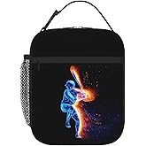 Boys Insulated Lunch Box with a Blue Baseball Player Pattern Print, Sports-themed Lunch Bags with Water Bottle Holder for Adults Kids Teens, Reusable Portable Tote Meal Bags Gifts for Son Daughter