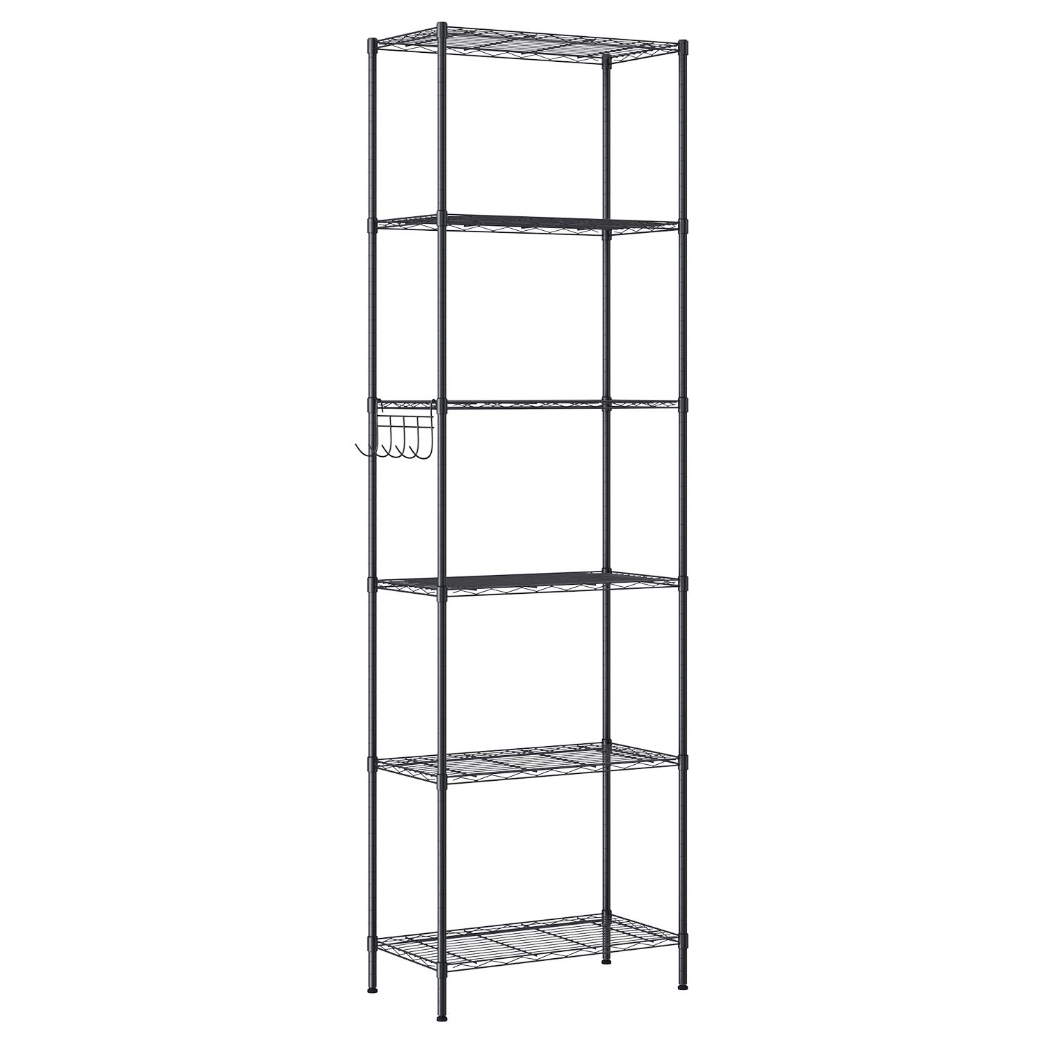 Anfan 6-Tire Wire Shelving Unit, Metal Wire Storage Shelves for Garage, Kitchen, Living Room, Bathroom (Black, 6 Tier)
