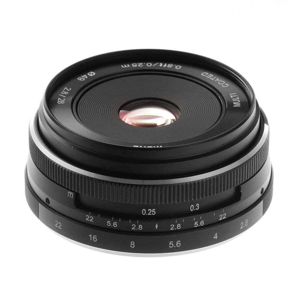 Meike 28mm f/2.8 Fixed Manual Focus Lens for Sony E mount Mirrorless Camera A6500 A6300 A6000 A5100 A5000 NEX7 NEX6 NEX5n