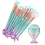 Hecentur Mermaid Makeup Brushes 11pcs 3D Mermaid Makeup Brush 11PCS Mermaid Make Up Brushes Set Mermaid Cosmetic Brushes Professional Eye Makeup Brushes