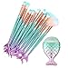 Hecentur Mermaid Makeup Brushes 11pcs 3D Mermaid Makeup Brush 11PCS Mermaid Make Up Brushes Set Mermaid Cosmetic Brushes Professional Eye Makeup Brushes