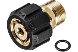 WOJET Pressure Washer Adapter, M22 15mm Female Thread to M22 14mm Male Fitting, 5000 PSI Power Washer Hose Coupler, Connect M22 14mm Quick Connect to Power Washer or Accessories with 15mm Outlet/Inlet