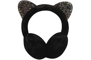Earmuffs for Girls Cat Ear Muff Winter Faux Fur Ear Warmers Ear Cover with Cute Sequins Ears for Women Kids
