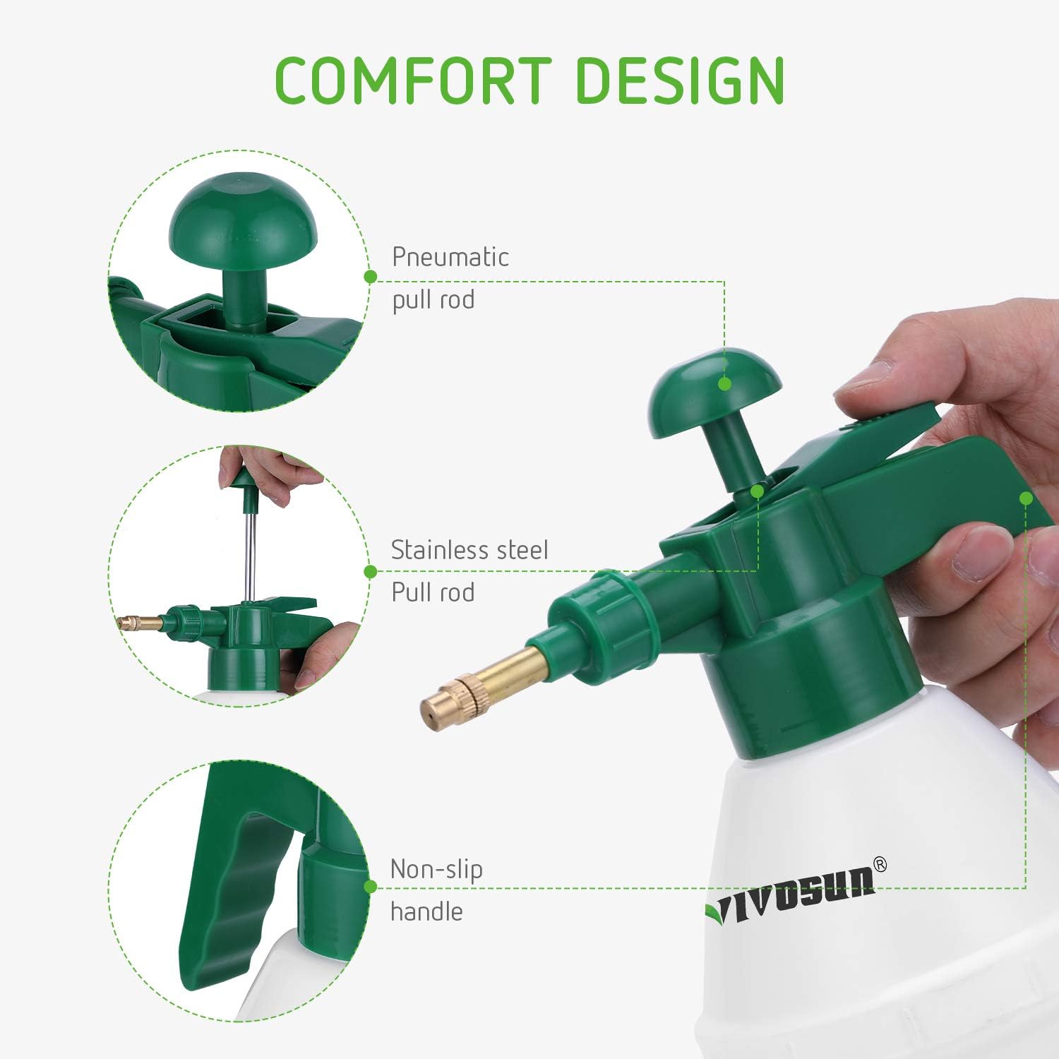 VIVOSUN 0.2Gallon Hand held Garden Sprayer Pump Pressure Water Sprayers, 27 oz Hand Sprayer for Lawn, Garden (0.8L Green) : Garden & Outdoor
