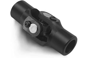RABROPAR 3/4" Round x 3/4" Round Single Steering Shaft Universal U Joint 3/4" Round to 3/4" Round Black Steering Shaft Universal Coupling 35° Working Angle 3-3/4" Total Length