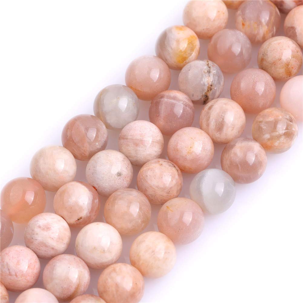 GEM-Inside Natural 8mm Sun Stone Round Gemstone Semi Precious Loose Beads for Jewellery Making 15'' — image 1