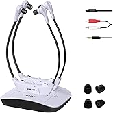 SIMOLIO Dual Wireless Headphones for TV Watching with Spare Battery for Seniors and The Elderly, Tone and Balance Control, Am