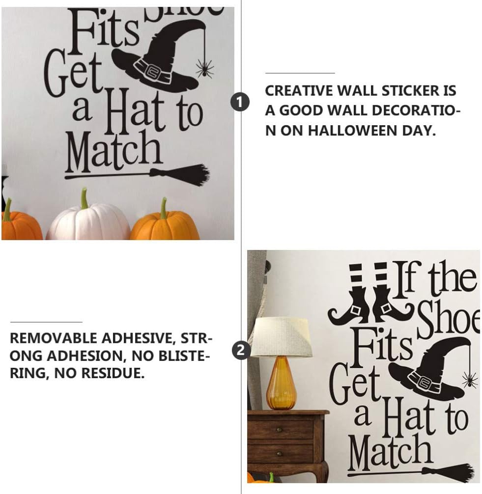 BESTOYARD Halloween Wall Sticker Witch Spider Letter Wall Decals PVC Decorative Window Sticker for Halloween Wall Window Decoration - - 