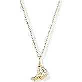 Zikichiky Dainty Flower Necklace for Women,14K Gold Plated Cute Pendant Necklace with Orchid Charm Trendy Flower Jewelry Gift