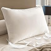BHZ Goose Down Feather Standard/Queen Pillow, Luxury Hotel Collection Bed Pillow for Sleeping, Firm Soft Support for Side & Back Sleepers for Apartment College Dorm Room Essentials, White