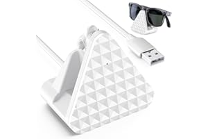 Cisain Charging Dock Compatible with Ray-Ban Meta Smart Glasses Wayfarer/Skyler/Headliner,Potable Travel Smart Glasses Charger with Adapter,White