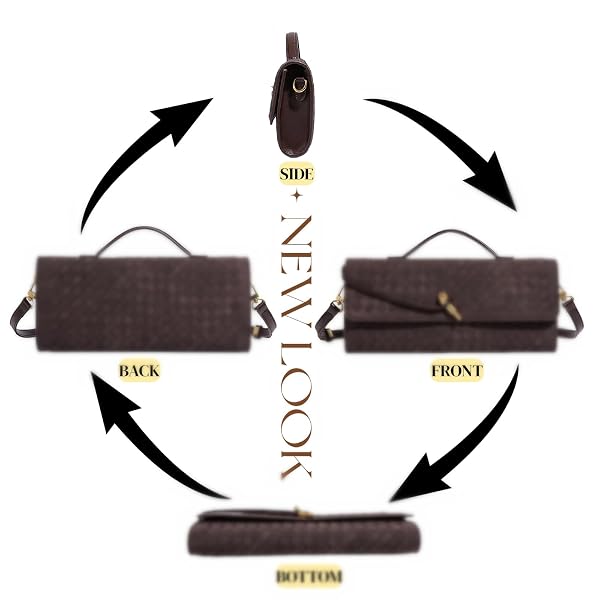 VKUOO CROCODILE EMBOSSED CLUTCH PURSES FOR WOMEN WITH 2 STYLE STRAP, WOVEN SUEDE EVENING CLUTCH,PU UNDERARM SHOULDER BAG