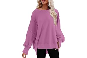 SHEWIN Womens Oversized Reverse Seam Sweatshirt Casual Long Sleeve Pullover Tops Lightweight Loose Crewneck Sweatshirts