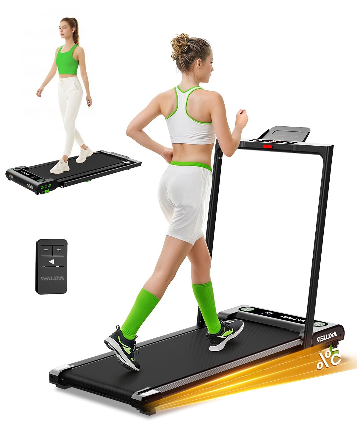 Photo 1 of Akluer Walking Pad Treadmill, 330lbs Capacity, Compact Walking Pad, 2.5HP Desk Treadmills, 45dB Silent Operation, Foldable Treadmill with Remote Control, for Home Office
