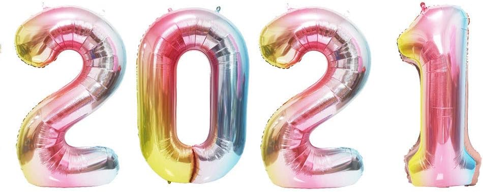 Meisohua 40 Inch 2021 Gradient Rainbow Number Balloons for Graduation Festival Party Anniversary Supplies Home Office Decoration (Gradient-2021)