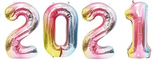 Meisohua 40 Inch 2021 Gradient Rainbow Number Balloons for Graduation Festival Party Anniversary Supplies Home Office Decoration (Gradient-2021)