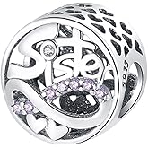 Doyafer Sisters' Love Charms 925 Sterling Silver Charms Jewelry Compatible with Women's Bracelets Necklaces For Sister