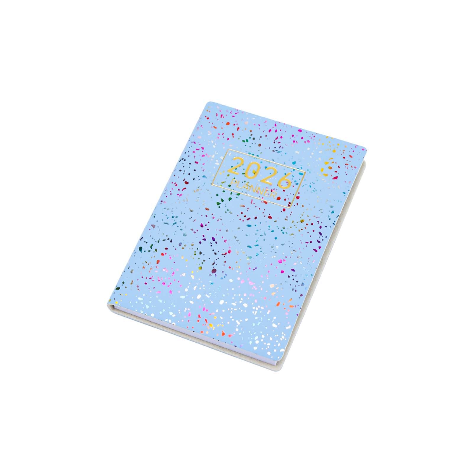 Photo 1 of 2026 Mini Pocket Planner Calendar 4"x3" for Purse Starlight Black PU Leather Dated Planner Daily Weekly Schedule Notebook (Dazzling Blue)