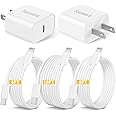 Susnwere iPhone 14 13 12 Charger Fast Charging,2Pack 20W Fast PD USB C Wall Charger Adapter with 3Pack( 10Ft + 6Ft x2)USB C to Lightning Cable(MFi Certified) for 14/14 Plus/14 Pro/14 Pro Max/13/ White