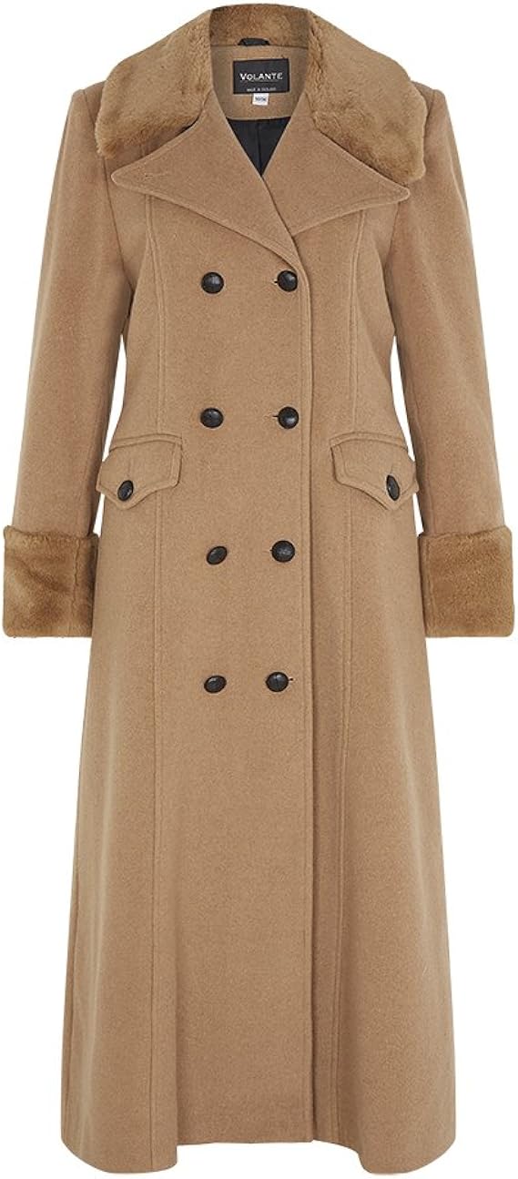 manteau long femme camel