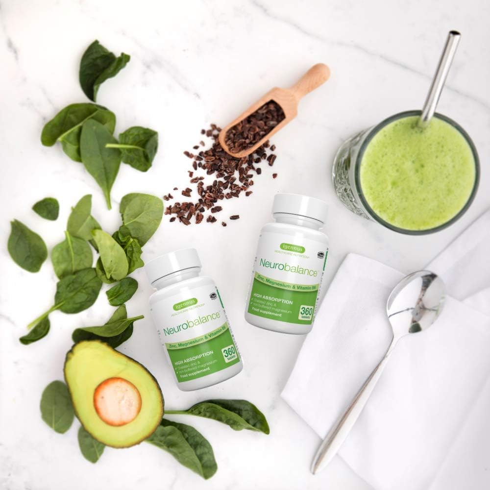 Igennus Neurobalance High Strength Zinc Magnesium & B6 Complex for Cognitive Support Calm Focus & Relaxation - Image 3