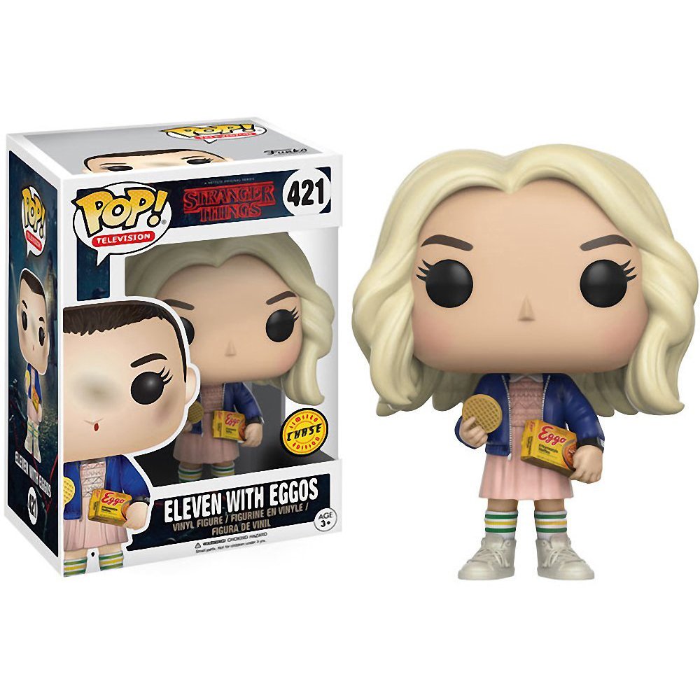 Funko Eleven [with Eggos] (Chase Edition): Stranger Things x Pop! TV Vinyl Figure & 1 Pet Plastic Graphical Protector Bundle [#421/13318 - B]