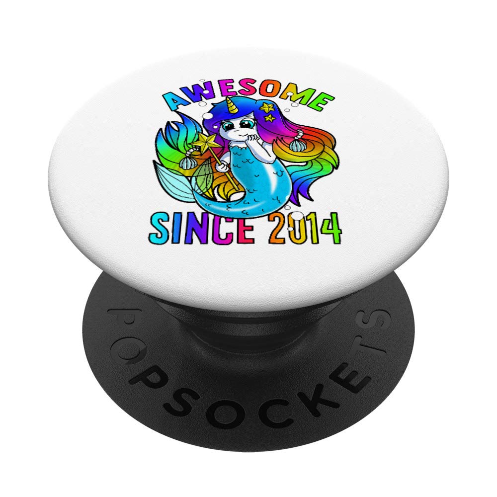 Mermicorn Mermaid Unicorn Birthday Awesome Since 2014 Gift PopSockets Swappable PopGrip