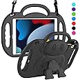 SUPLIK Kids Case for iPad 9th/8th/7th Generation (10.2 inch, 2021/2020/2019), iPad 10.2" Protective Case with Shoulder Strap Handle Stand for Apple iPad 7th/8th/9th Gen, Black