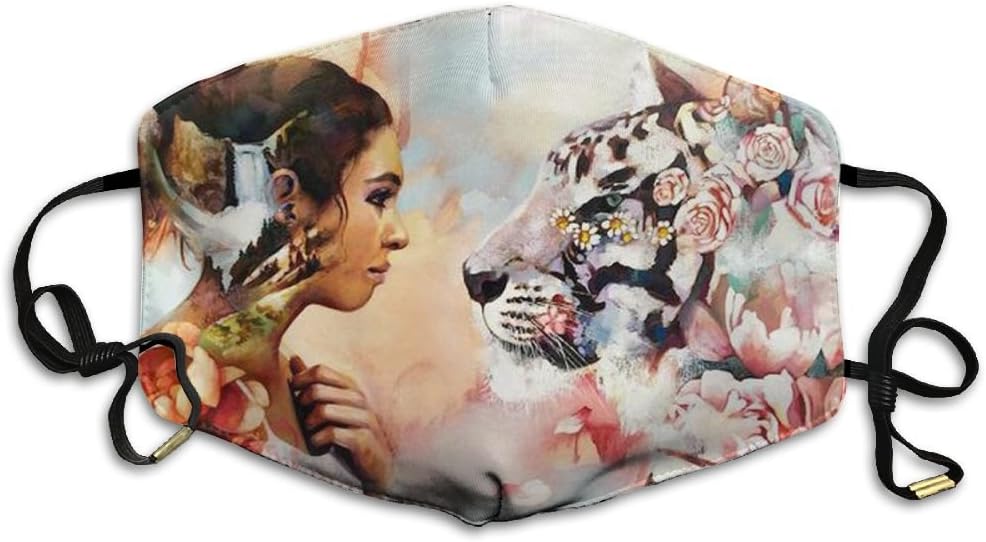 JIANGY Beautiful Watercolor Art Beauty With Tiger Reusable N95 Dust Mask Health Care Mask