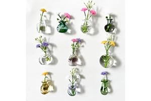 10Pcs Cute Mini Vase Magnets, Mini Magnetic Glass Vase Refrigerator Accessories, Fun and Beautiful Plant Pots, Suitable for S