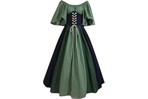 WKISHENL Women's Renaissance Dress with Hood Medieval Costume Victorian Ball Gown Gothic Witch Jedi Robe Halloween Costumes