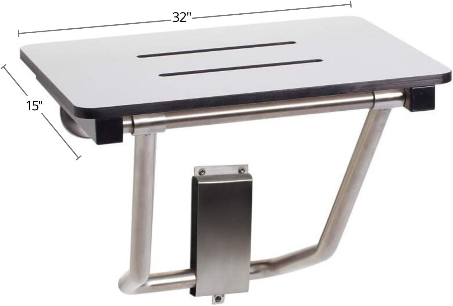Seachrome Lift-Assist Shower Seat, Yoke-Style Bench, Wall Mount, 18" x 15", Solid White Phenolic: Home Improvement
