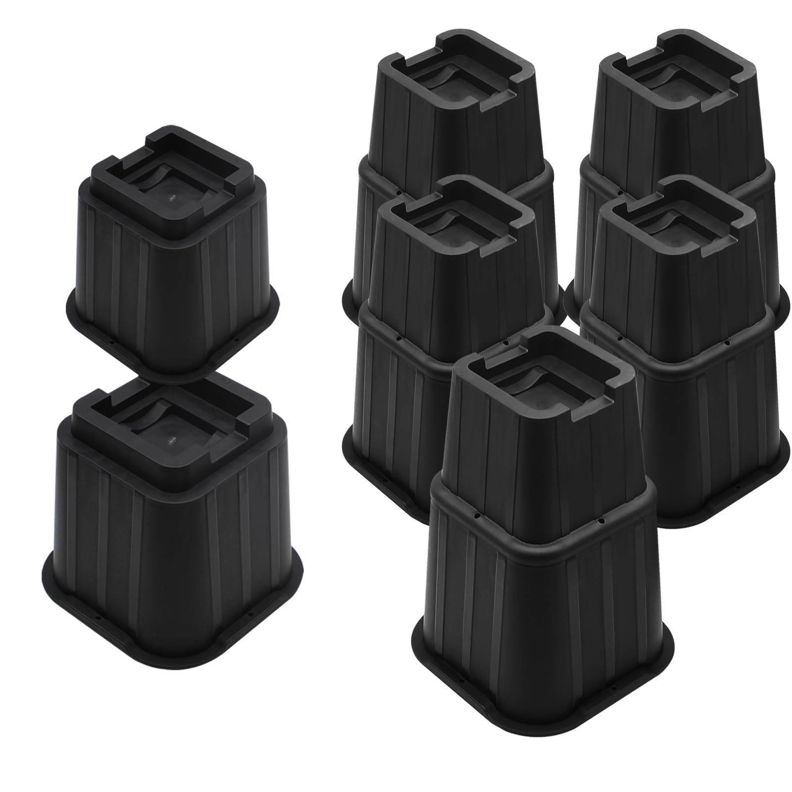 Photo 1 of MYMULIKE Bed Risers 8 Inch, Elevation in Height 3, 5, 8 inch, Stackable Bed Frame Risers, Heavy Duty Support Up to 8000 lbs Furniture Risers 12 Pack for Table, Couch, Desk, Chair