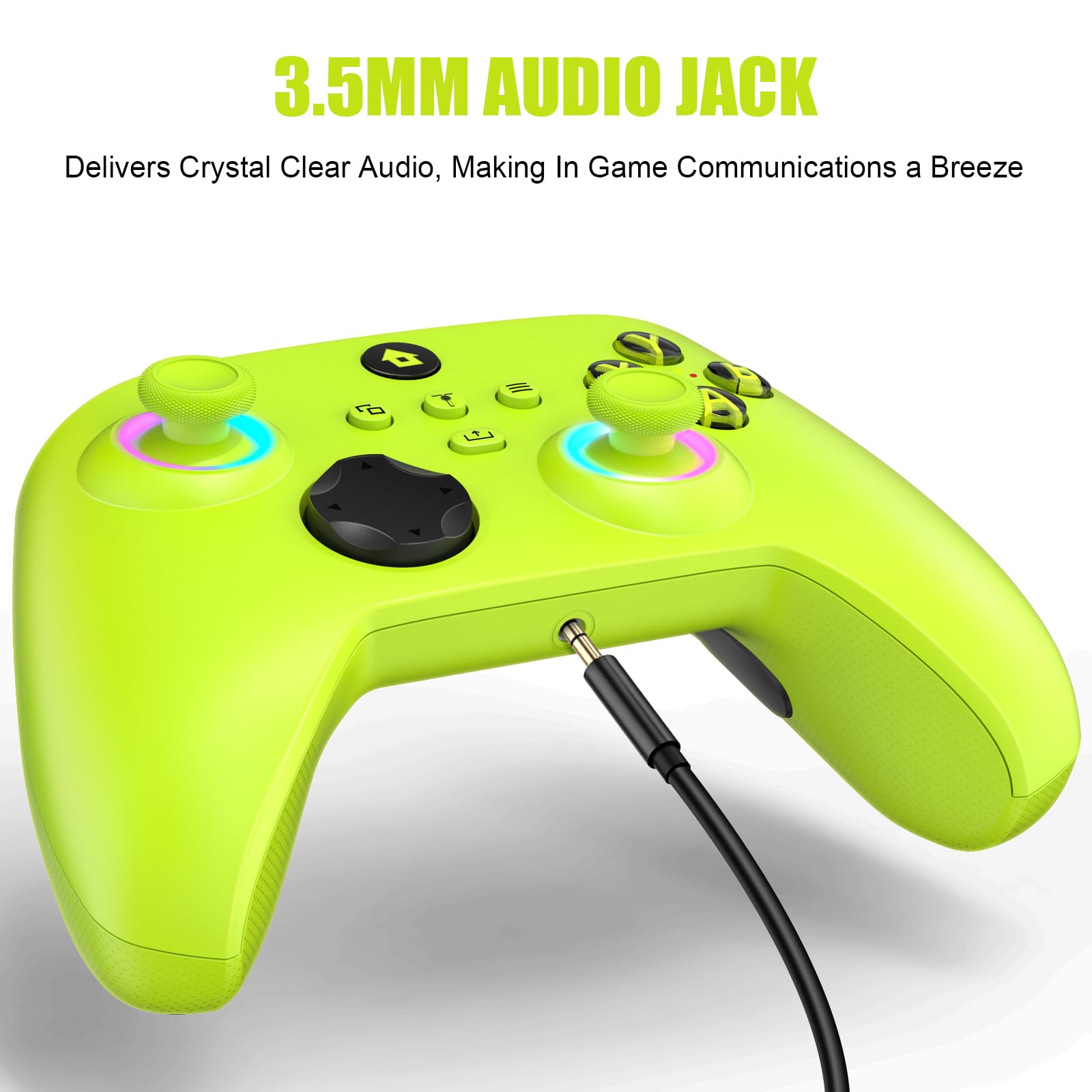 W&O Wireless Controller Compatible With Xbox One, Xbox Series X/S, Xbox One X/S, PC, With RGB LED Light, Mappable Buttons, 3.5mm Headphone Jack, With 2.4GHZ Wireless Adapter Gamepad （Electric Volt）