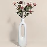 Ceramic Vase, Small White Flower Vase for Centerpieces, Modern Farmhouse Handmade Pottery for Living Room Dining Table Home Decor, Perfect for Fresh/Dried Flowers