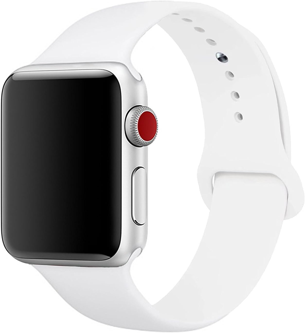 Sport Band for Apple Watch 42mm, Aimote Soft Silicone Replacement Strap for Apple Watch Series 5/4, Series 3/2/1,Sport Edition, M/L Size, 42mm 44mm White