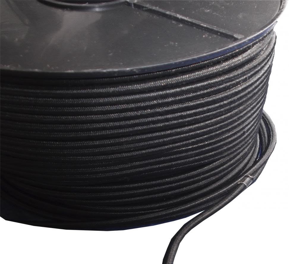 SHOCK ELASTIC CORD - BUNGEE ELASTIC CORD - ROUND ELASTIC CORD - BLACK OR WHITE - 3MM THICKNESS - FOR CAMPING/SAILING/CLOTHING/TENT REPAIR