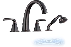 JABBOL High Flow Roman Tub Faucet with Hand Shower, Oil-Rubbed Bronze Deck Mount Bathtub Faucet 4 Hole with Valve, Solid Brass 2-Handle Widespread Bathtub Faucets with Hot & Cold Supply Lines 8808ORB JB-1