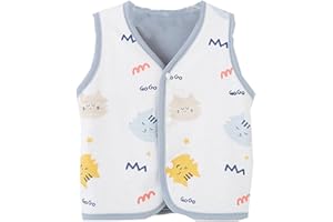 Baby Toddler Reversible Vest Lightweight Warm Sleeveless Cartoon Botton Jacket Spring Fall Infant Waistcoat