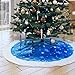 yuboo Blue Christmas Tree Skirt Fluffy, 36 inch Furry Fur Small Tree Skirt Rug with White Snowflakes Blue Christmas Decorations&Ornaments for Pencil Christmas Tree