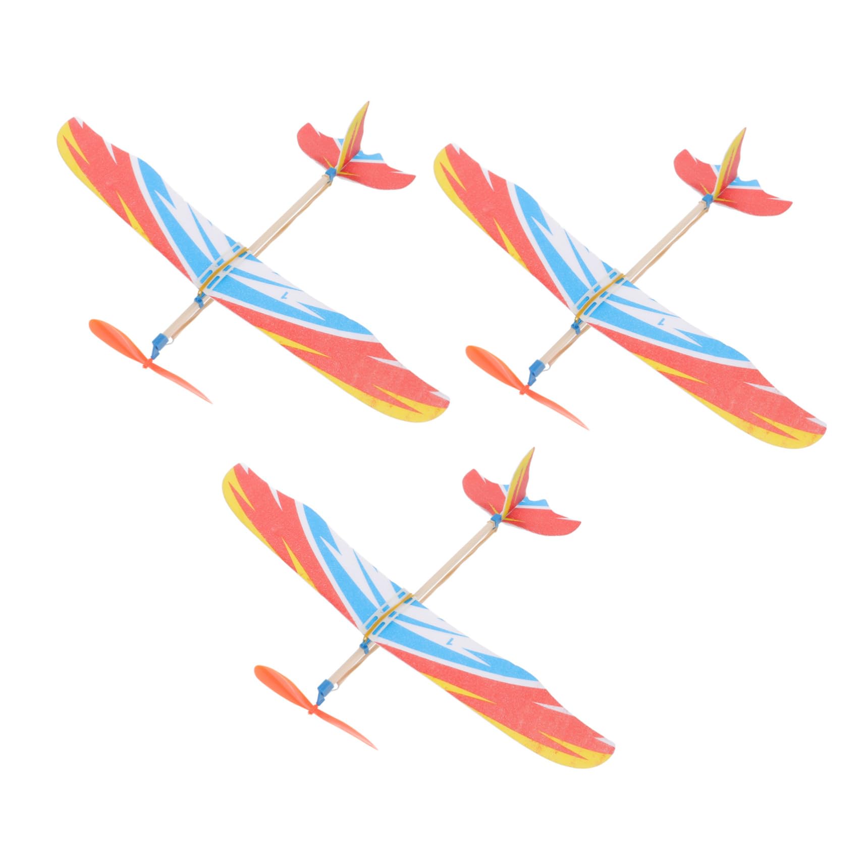 Tomaibaby 3pcs Balsa Wood Glider Plane Aircraft Model Rubber Band Powered Aircraft Outdoor Sports Flying Toy for Kids (Random Pattern)