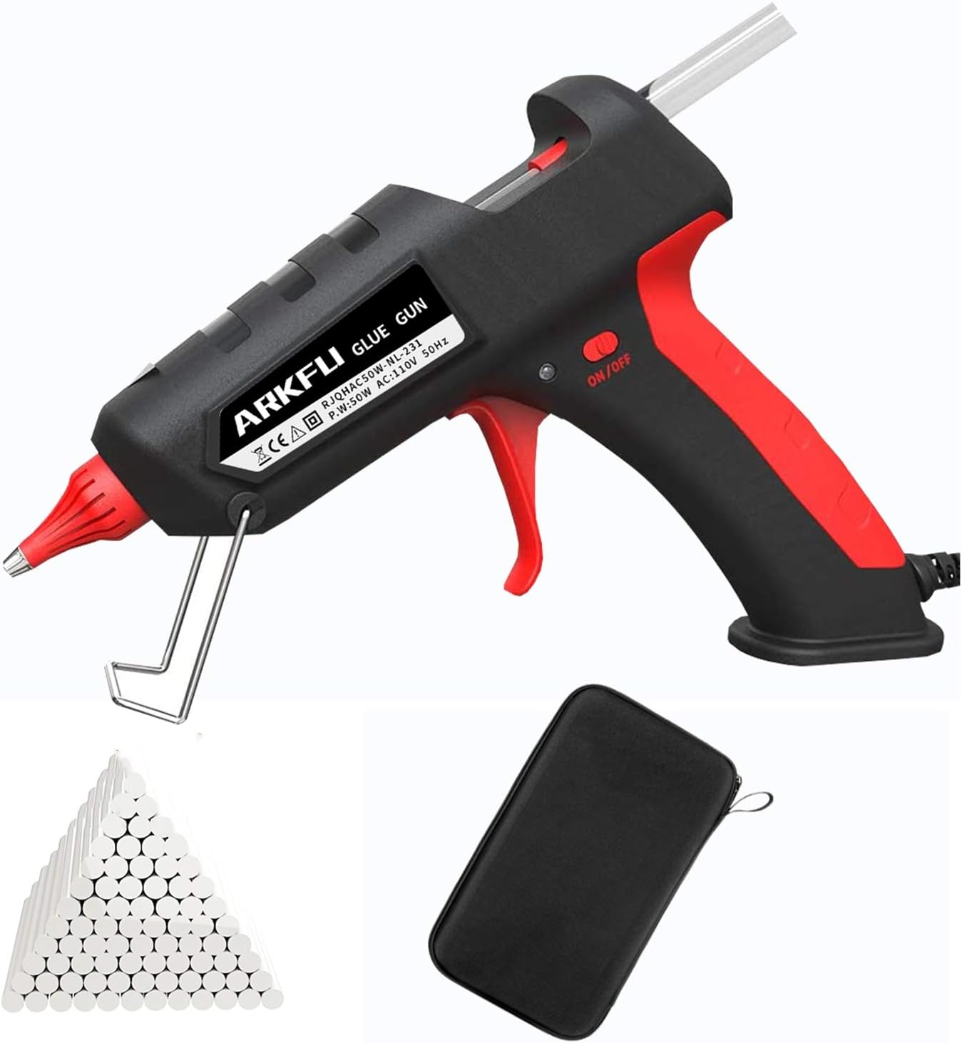 Glue Gun Sets, ARKFU Mini Hot Melt Glue Gun 50w Kit with 30pcs(5.9x0.27 inch) Glue Sticks and Carry Case for DIY, Packaging & Sealing, Arts & Craft, Home Quick Repairs Etc(Black)