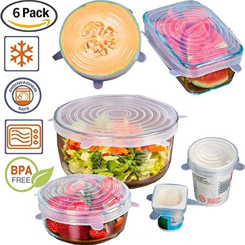Flexible 6-set Silicone Super Stretch Lid for Bowl Cover / Cup / Fresh Fruit,Food and Container Covers