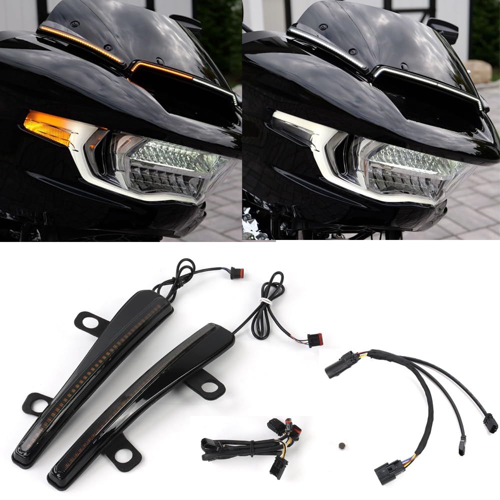 Photo 1 of Motorcycle fairings Windshield LED Light For Harley 2024-larter,CVO Road Glide ST FLTRXSTSE,Road Glide FLTRX,CVO FLTRXSE 2023-later,Amber Turn Signal Side lamp,black color