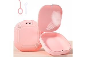 HEMILAB Retainer Case Compatible with Invisalign - Slim Mouth Guard Case with Remover Tool and Brush, Pink