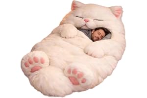 Soft Cat Sleeping Bag - Adorable Cat Sleeping Bag for Humans | Washable Warm Plush Envelope Design Bed for Indoor Home Bedroo